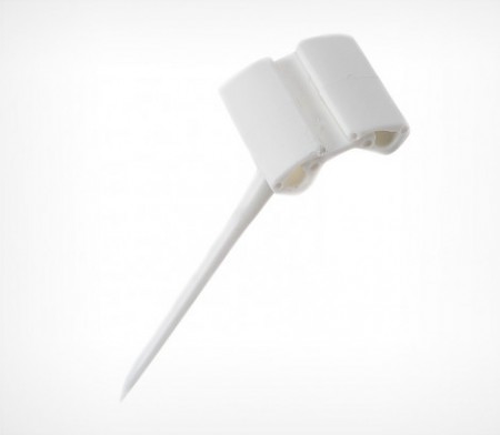 Держатель для ценников и табличек h=5 см. белый пластик. на иголке /1/100/