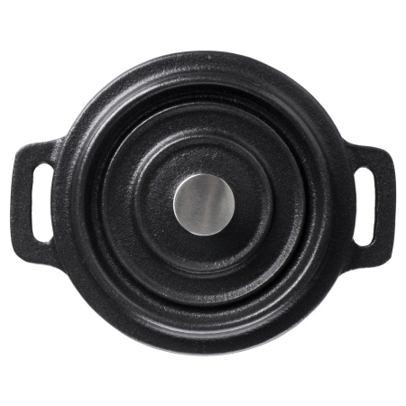 Кастрюля для запекания и подачи 250 мл. d=100 мм. h=70 мм. с крышкой, черная, чугун /1/