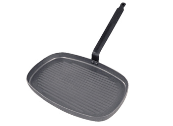 Сковорода-гриль 38*26 см. h=3,2 см. белая сталь (индукция) Carbone SteelDe Buyer /1/3/ АКЦИЯ