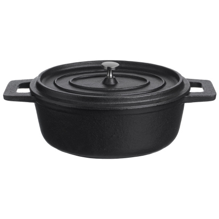 Кастрюля для запекания 800 мл. 180*140 мм. h=70 мм. с крышкой, черная, чугун /1/