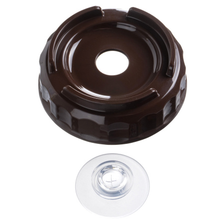 Емкость для соуса  500 мл. d=70 мм. h=166 мм. с 2 крышками, с силик. носик. широкая прозрачная, крышки коричневые GP /1/96/