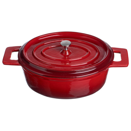 Кастрюля для запекания 800 мл. 180*140 мм. h=70 мм. с крышкой, красная, чугун /1/