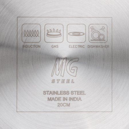 Сковорода d=20 см. h=4 см. 1,0 л. нерж. (индукция) синяя ручка винил. MGsteel /1/ АКЦИЯ