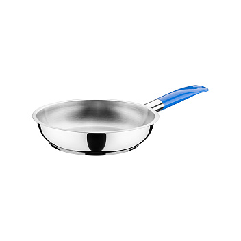 Сковорода d=20 см. h=4 см. 1,0 л. нерж. (индукция) синяя ручка винил. MGsteel /1/ АКЦИЯ
