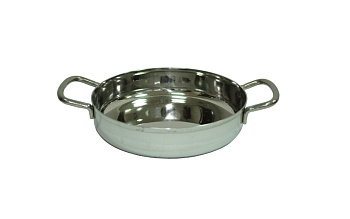 Сковорода порц. d=18 см. h=3,5 см. 0,85 л. нерж. глубокая с 2 ручками MGsteel /1/12/ АКЦИЯ