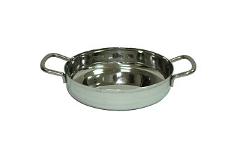 Сковорода порц. d=18 см. h=3,5 см. 0,85 л. нерж. глубокая с 2 ручками MGsteel /1/12/ АКЦИЯ