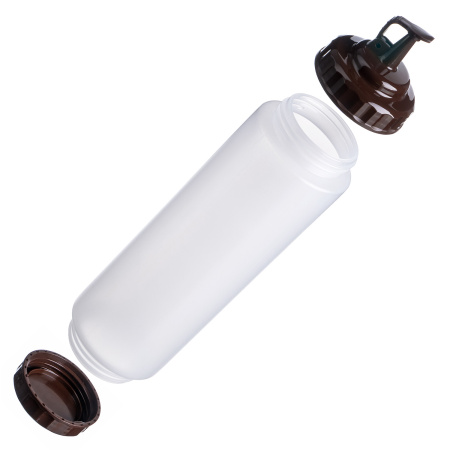 Емкость для соуса 1000 мл. d=75 мм. h=295 мм. c 2 крышками прозрачная, крышки коричневые GP /1/96/