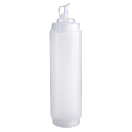 Емкость для соуса 1000 мл. d=75 мм. h=295 мм. c 2 крышками, широкая прозрачная, крышки прозрачные GP /1/96/