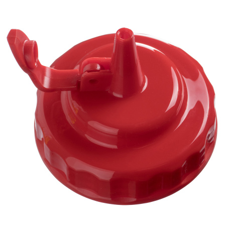 Емкость для соуса  500 мл. d=70 мм. h=200 мм. с 2 крышками, широкая прозрачная, крышки красные GP /1/96/