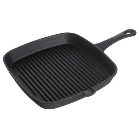 Сковорода-гриль 24*24 см. h=3 см. 1 л. черная, чугун /1/