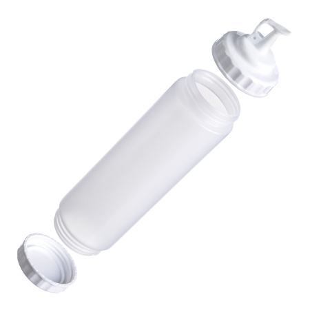 Емкость для соуса  750 мл. d=70 мм. h=270 мм. с 2 крышками прозрачная, крышки белые GP /1/96/