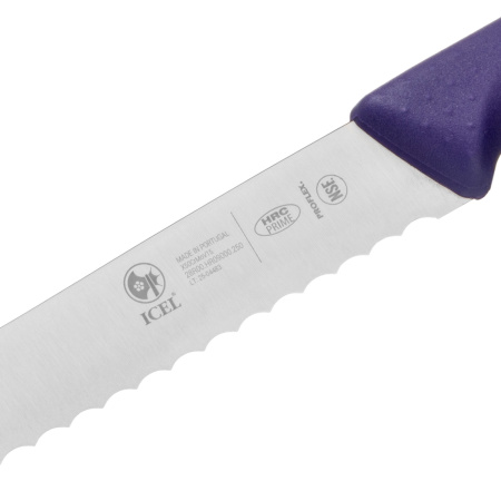 Нож для хлеба 250/375 мм. с волн.кромкой, фиолетовый антибактер. ручка HoReCa Icel /1/6/