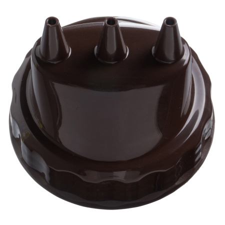 Емкость для соуса  500 мл. d=70 мм. h=200 мм. с 2 крышками 3 носика, широкая прозрачная, крышки коричневые GP /1/96/