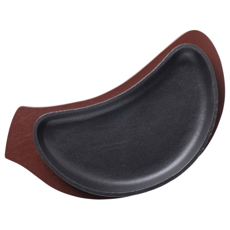 Сковорода порц. 21,5 см. h=4,5 см. 0,3 л. чугун. на дерев. подставке /1/