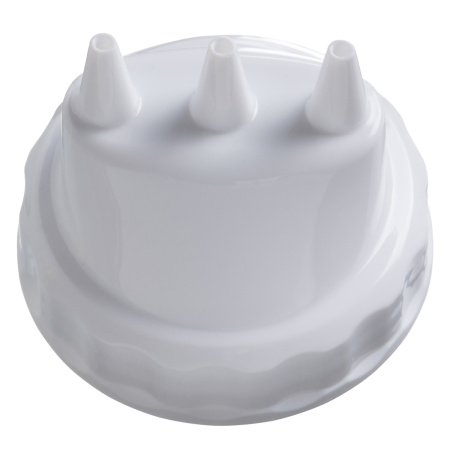 Емкость для соуса  750 мл. d=70 мм. h=270 мм. с 2 крышками 3 носика, широкая прозрачная, крышки белые GP /1/96/